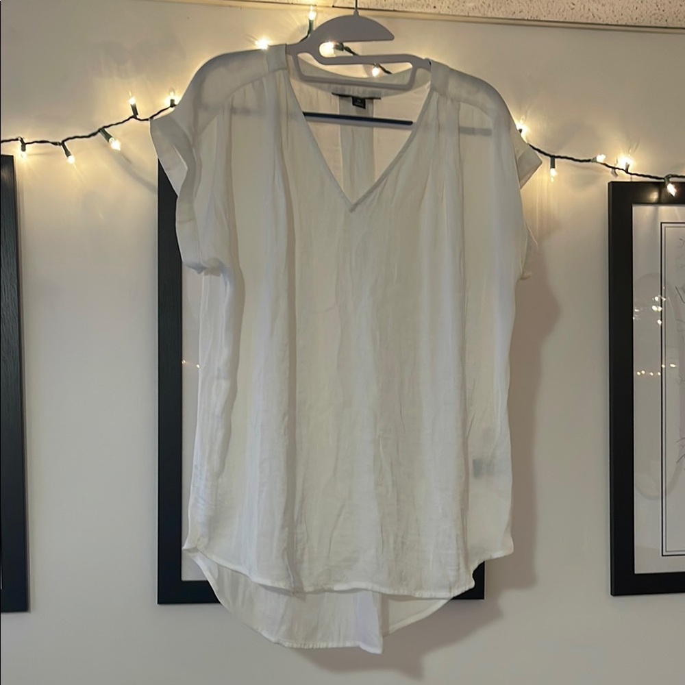 Vera Wang White Cap Sleeve Asymmetrical Tunic